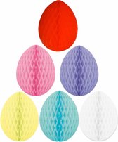 6x stuks hangende gekleurde paaseieren van papier 20 cm - Paas/pasen thema decoraties/versieringen - Honeycombs