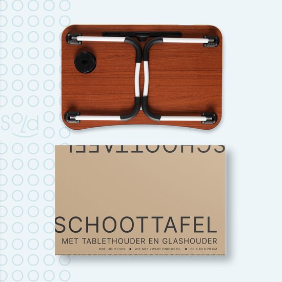 Laptoptafel - Laptopstandaard - Schoottafel - Bedtafel - MDF Hout - Naturel - 60x40x28 cm - s.old