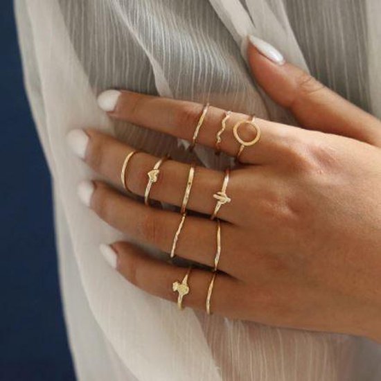 staking doen alsof oorsprong 11 delige ringen set minimalistisch goud | bol.com