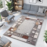 Tapiso Laila Vloerkleed Grijs Beige Klassiek Lijnen Woonkamer Tapijt Maat- 160x230