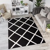 Tapiso Laila Vloerkleed Zwart Wit Modern Woonkamer Tapijt Maat- 200x300