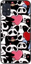 ADEL Siliconen Back Cover Softcase Hoesje Geschikt voor Samsung Galaxy A51 - Panda Hartjes