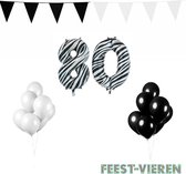 80 jaar Verjaardag Versiering Pakket Zebra