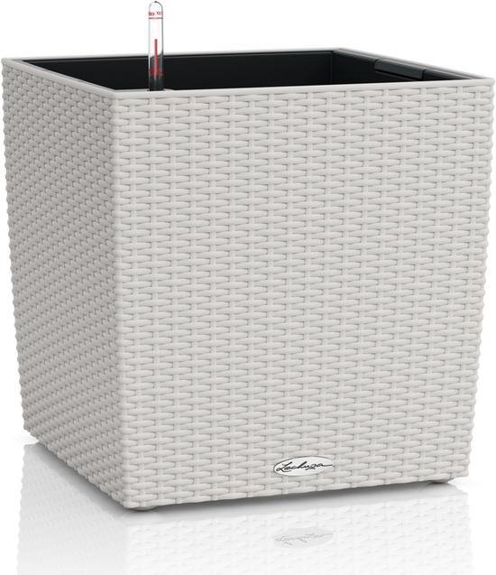 LECHUZA CUBE Cottage 30 - Plantenbak - met uitneembare binnenbak - met bewateringssysteem - ALL-IN-ONE set met LECHUZA-PON - licht grijs