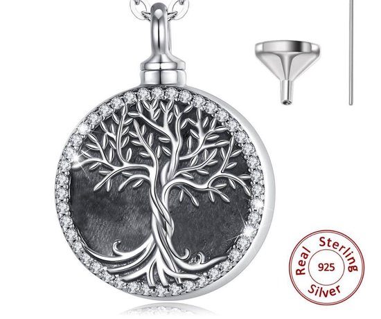 Dutch Duvall | Ashanger Levensboom met ketting zilver sterling (.925) | Assieraad van zilver inclusief vulset twv 7,95 euro