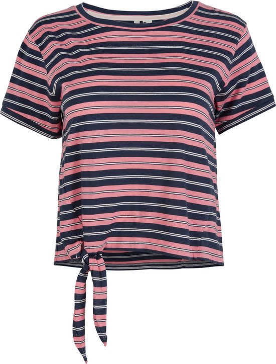 O'Neill T-Shirt Striped Knotted - Pink With Blue - L