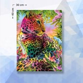 Diamond Painting Pakket Regenboog Panter - vierkante steentjes - 30 x 40 cm