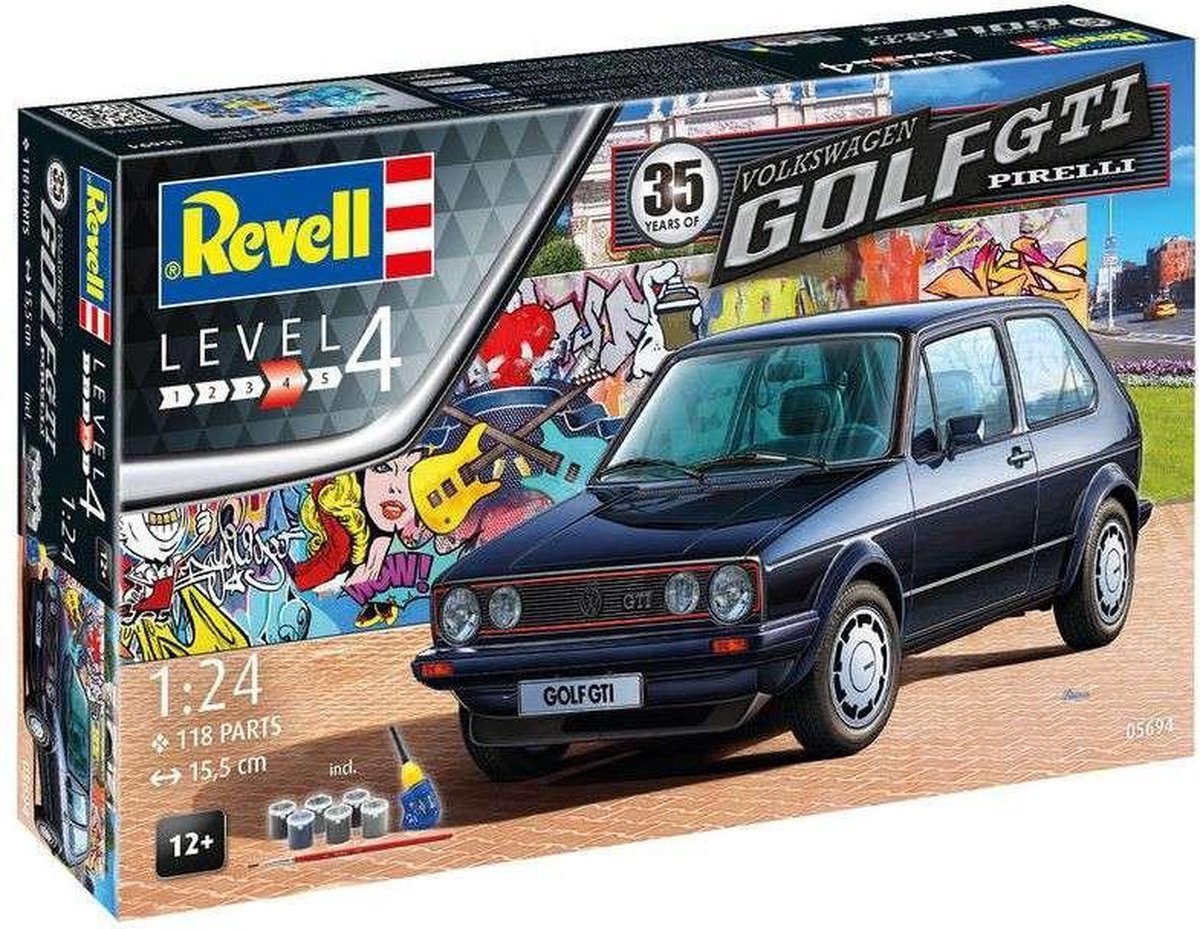 Revell Modelbouwpakket VW Golf 1 GTI Pirelli Auto - 05694 35 Years - Gift Set - 1:24