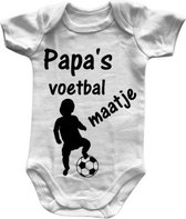 Rompertje Met Tekst - Papa's Voetbal Maatje - Maat 50/56- Wit - Korte Mouw - Vaderdag Cadeautje - Voetbal Liefhebber - Kraamcadeau