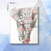 Diamond Painting Pakket Bloemen Olifant - vierkante steentjes - 40 x 50 cm