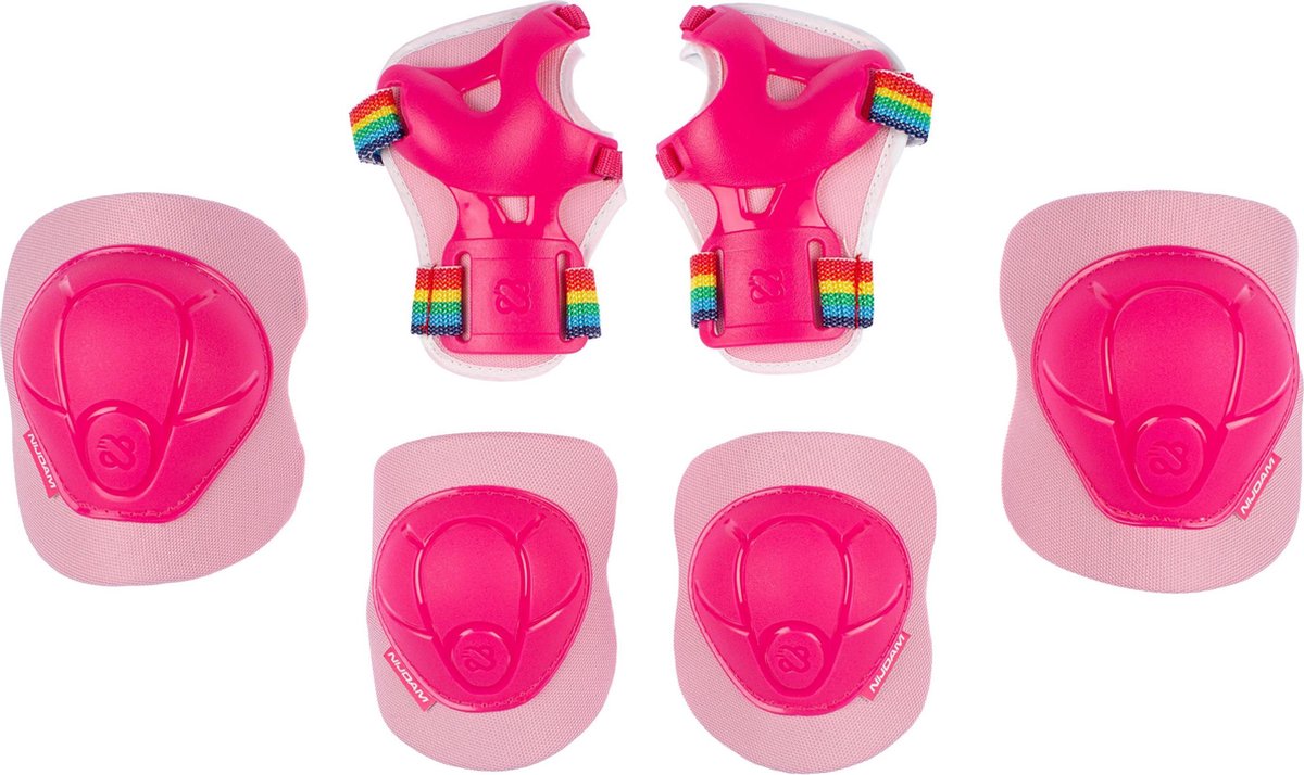 Nijdam Skate Beschermset Kinderen - Pink Rainbows - Roze/Wit - S - Nijdam