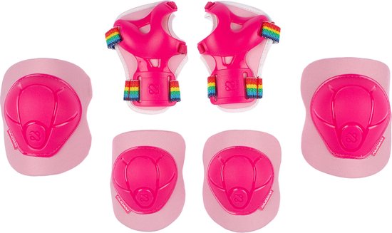 Nijdam Skate Beschermset Kinderen - Pink Rainbows - Roze/Wit - S