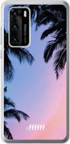 Huawei P40 Hoesje Transparant TPU Case - Sunset Palms #ffffff