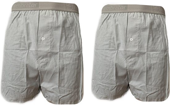 Embrator 2-stuks mannen Boxershort geruit grijs/wit 3XL