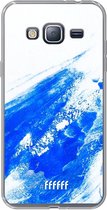 Samsung Galaxy J3 (2016) Hoesje Transparant TPU Case - Blue Brush Stroke #ffffff