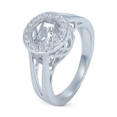 Silventi 943284386-55 Zilveren Ring met zirkonia - Dames - Ring - Zirkonia - Bewegende Losse Zirkonia in Midden - 13 mm - Zilver