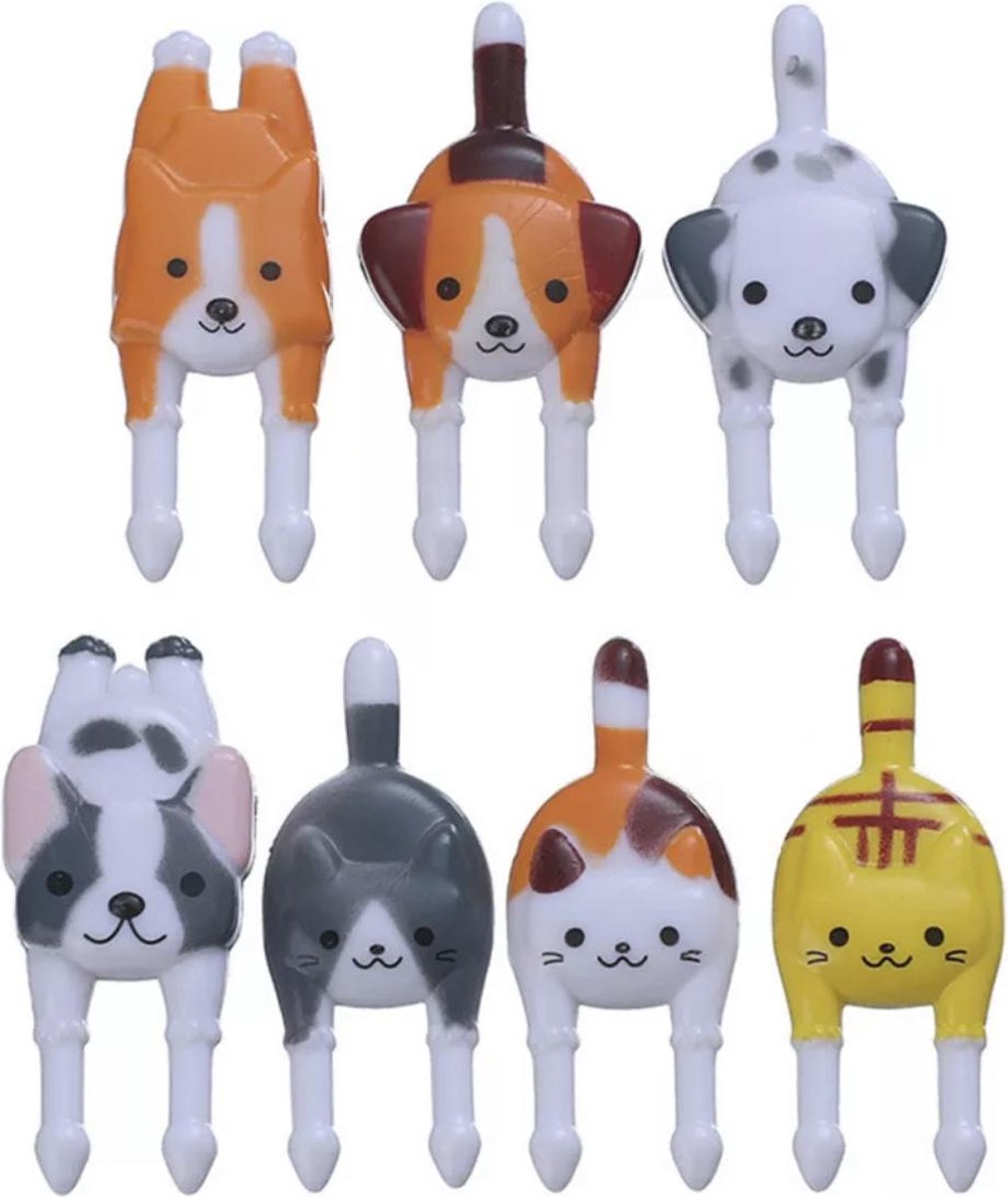 Hondjes en poesjes vorkjes  - Bento lunchbox - Bento box - cupcake decoratie - prikkers met versiering - taartversiering - taart decoratie