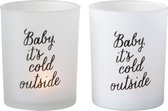 J-Line T-Lichthouder Baby Glas Wit/Zwart Large Assortiment Van 2/ Set van 4 stuks