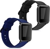 kwmobile 2x armband voor Huami Amazfit Bip S / Bip S Lite - Bandjes voor fitnesstracker in zwart / donkerblauw