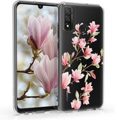 kwmobile telefoonhoesje voor Huawei P Smart (2020) - Hoesje voor smartphone in poederroze / wit / transparant - Magnolia design