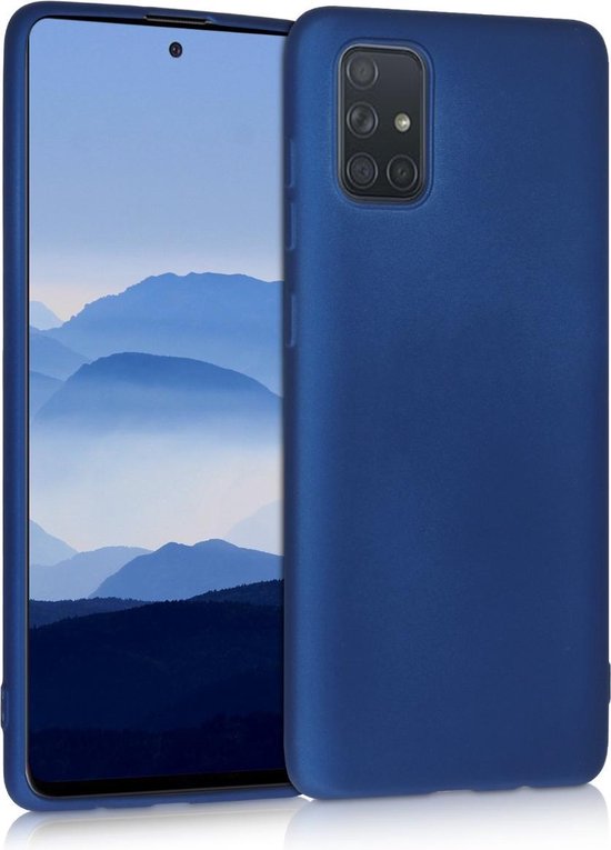 kwmobile telefoonhoesje geschikt voor Samsung Galaxy A71 - Hoesje voor smartphone - Back cover in metallic blauw