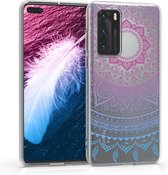 kwmobile telefoonhoesje voor Huawei P40 - Hoesje voor smartphone in blauw / roze / transparant - Indian Sun design