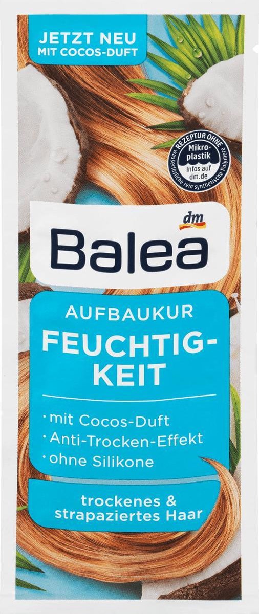 Balea Haarkuur Vocht met vitamine B3 en provitamine B5 - Met kokosgeur, 25 ml
