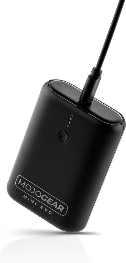 MOJOGEAR Mini EVO 10.000 mAh powerbank - De allerkleinste ter wereld - Met snelladen functie - 2 apparaten tegelijk opladen - USB / USB-C - Geschikt voor smartphone en tablet - Ideale reis powerbank - Zwart - MOJOGEAR