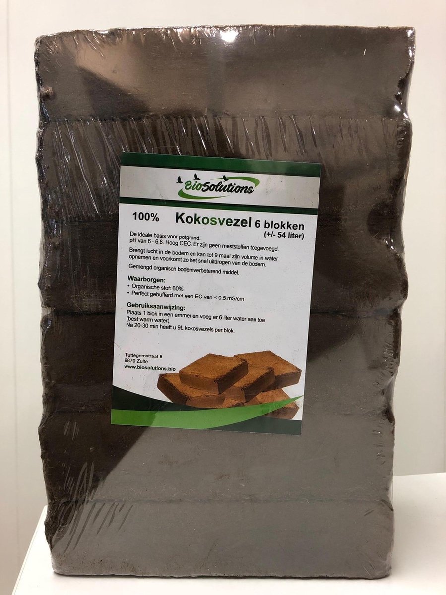 Kokosblokken - Geperste kokosvezels - 6 blokken van 650 gram droog geperst