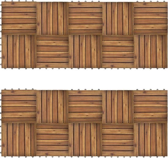 verhoging Observatie kant Terrastegels - houten tegel - Verticaal patroon - Acacia - 30 x 30 cm - set  van 20 tegels. | bol.com