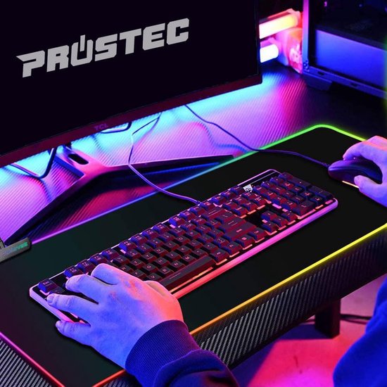 Prostec Gaming Muismat XXL - RGB LED Verlichting - Anti-Slip - Extra Breed en Lang- Waterbestendig-