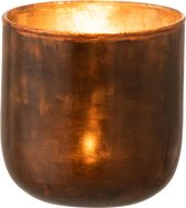 J-Line Theelichthouder Rond Glas Bruin Small