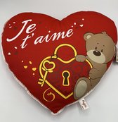 Kwikki liefdes kussen hart  -  je t'aime - 45 cm - Valentijn