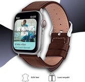 Geschikt voor Apple Watch bandje 38 / 40 / 41 mm - Series 1 2 3 4 5 6 7 8 SE - Smartwatch iWatch horloge band - 38mm 40mm 41mm - Fungus - PU Leer - Bruin - Chique