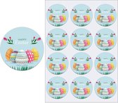 Paas Sticker - Sluitsticker - Sluitzegel Pasen - Happy Easter - Eieren / Ei - Tulpen - Gras | Kaart - Envelop | Fijne Paasdagen - Paasfeest | Bloemen - Ei | Envelop stickers | Cadeau - Gift - Cadeauzakje - Traktatie | Chique inpakken - DH collection