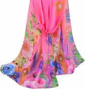 Sjaal roze 100% polyester 140x45 cm Charme Bijoux