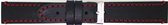 Horlogeband-20mm zwart met rood-stiksel-plat-sportief-20 mm