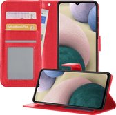 Samsung A12 Hoesje Book Case Hoes - Samsung Galaxy A12 Hoesje Case Portemonnee Cover - Samsung A12 Hoes Wallet Case Hoesje - Rood