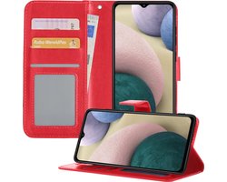Hoesje - Geschikt voor Samsung Galaxy A12 - Luxe Bookcase - Walletcase Hoes - Portemonnee - Cover - Telefoonhoes - Rood