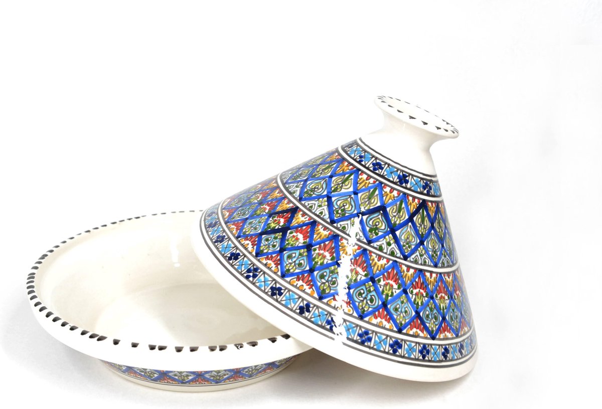 Aardewerk tajine serveerschaal / kom / schaal met deksel ø 40