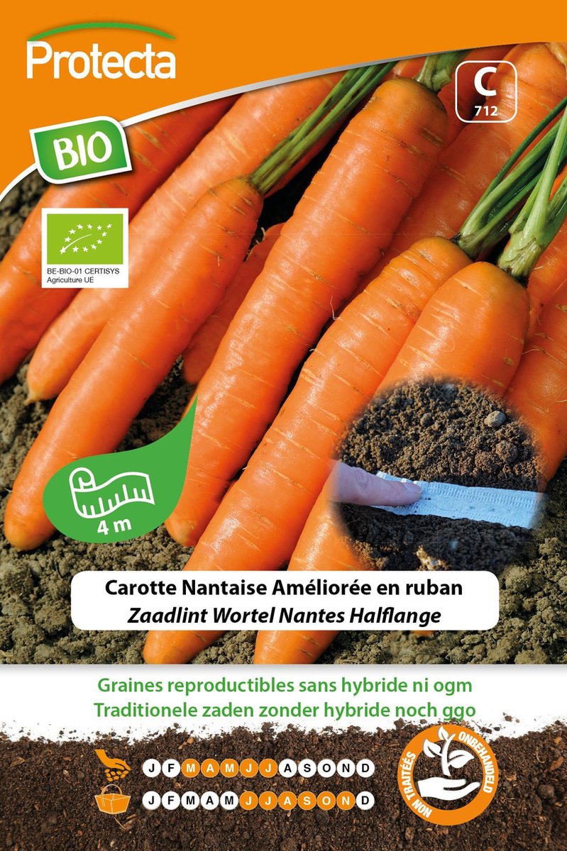 Protecta Groente zaden: Wortel van Nantes Zaadlint Biologisch