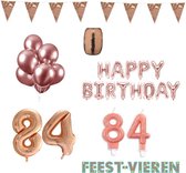 84 jaar Verjaardag Versiering Pakket Rosé Goud