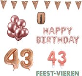 43 jaar Verjaardag Versiering Pakket Rosé Goud