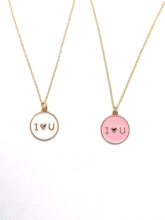 Vriendschapsketting Meisje- BFF- Love - Roze Wit- Goud- Kind- LiLaLove