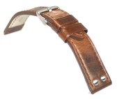 Horlogeband - Echt Leer - 18 mm - donkerbruin - gestikt - studs - Stoer
