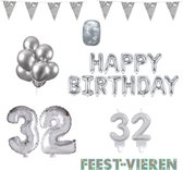 32 jaar Verjaardag Versiering Pakket Zilver