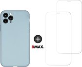 BMAX Telefoonhoesje geschikt voor iPhone 11 Pro Max - Siliconen hardcase hoesje zeeblauw - Met 2 screenprotectors