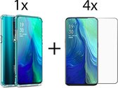 Oppo Reno 2Z hoesje shock proof case transparant -  4x Oppo Reno 2Z screenprotector screen protector