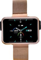 Belesy® TITAN - Smartwatch Dames - Smartwatch Heren - Horloge - Muziek luisteren - IN EAR’s - Stappenteller - 1.3 inch - Kleurenscherm - Full Touch - Milanees - Staal - Roségoud