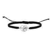 Armband dames | Katoenen armband met zilveren levensboom, liggend